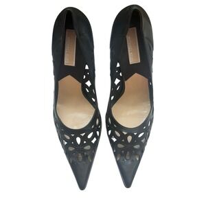 MICHAEL Michael Kors Flex Black Leather Laser Cut Floral Pumps Size 8